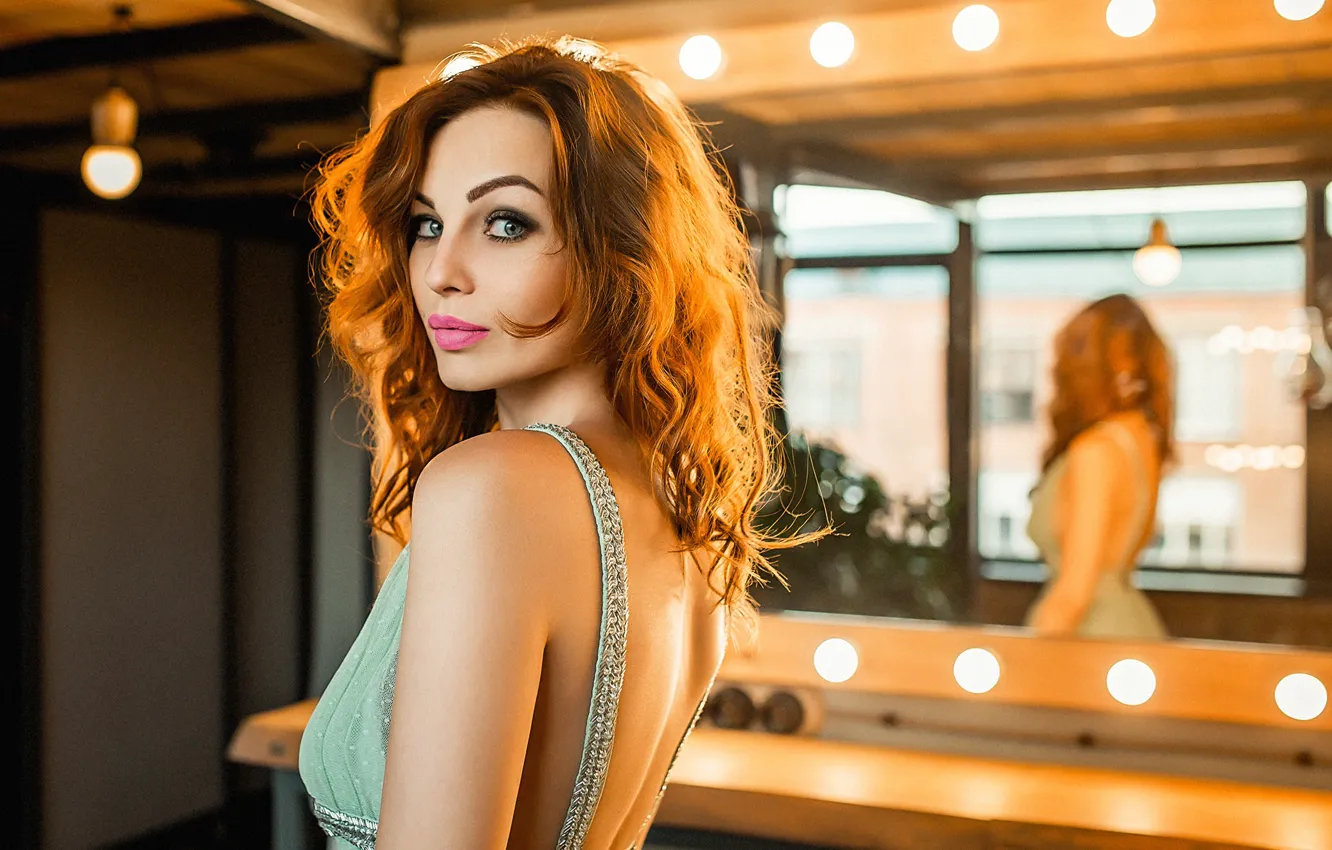 Фото обои pretty, redhead, mirror, Георгий Дьяков
