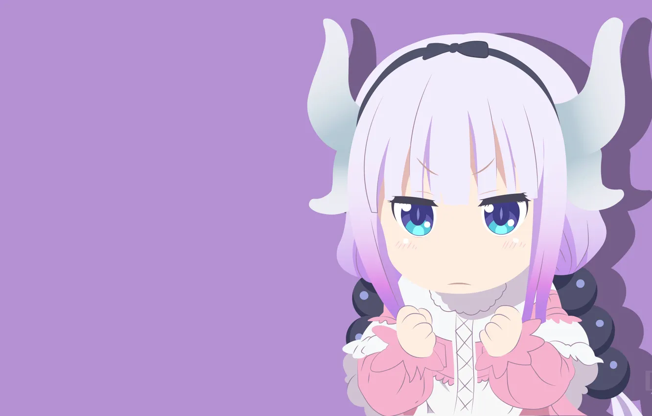 Фото обои девочка, фиолетовый фон, Kobayashi San Chi no Maid Dragon