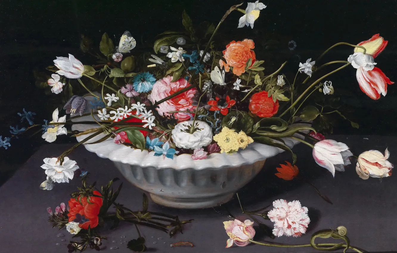 Фото обои картина, ваза, Ян Брейгель младший, Натюрморт с Цветами