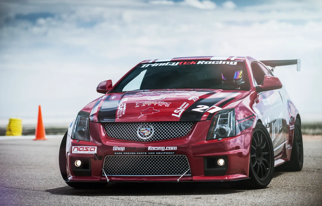 Фото обои Cadillac, Red, CTS-V, Racing