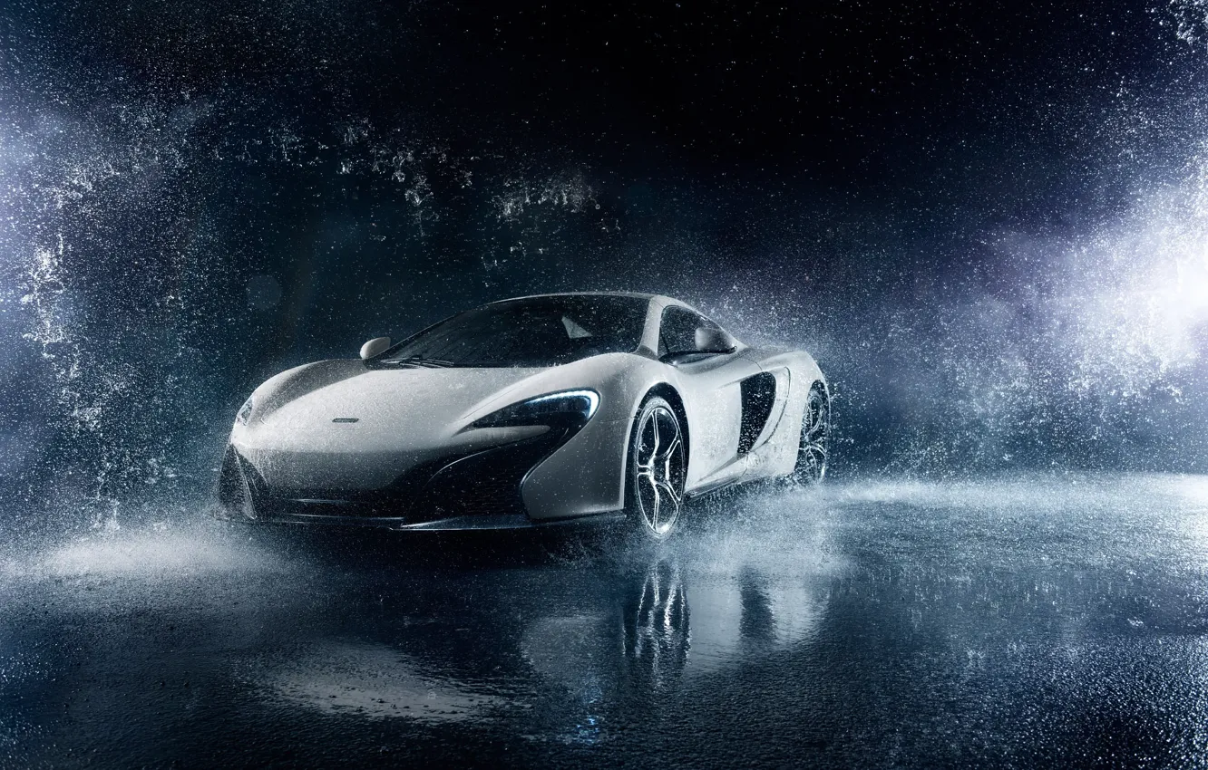 Фото обои McLaren, Frozen, Front, Water, White, Supercar, 650S, Ligth