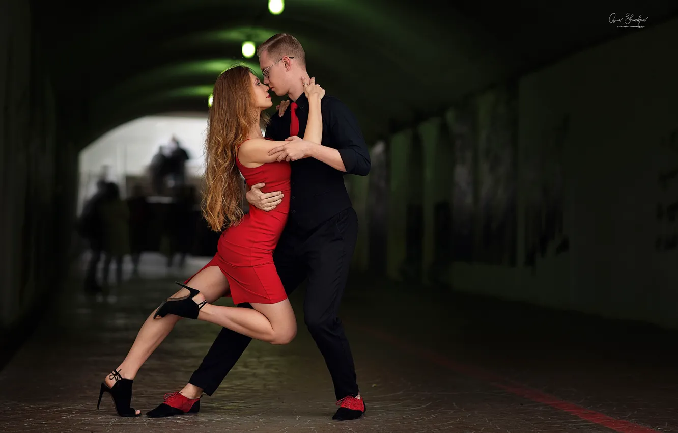 Фото обои девушка, поза, страсть, танец, платье, мужчина, Анна Шувалова