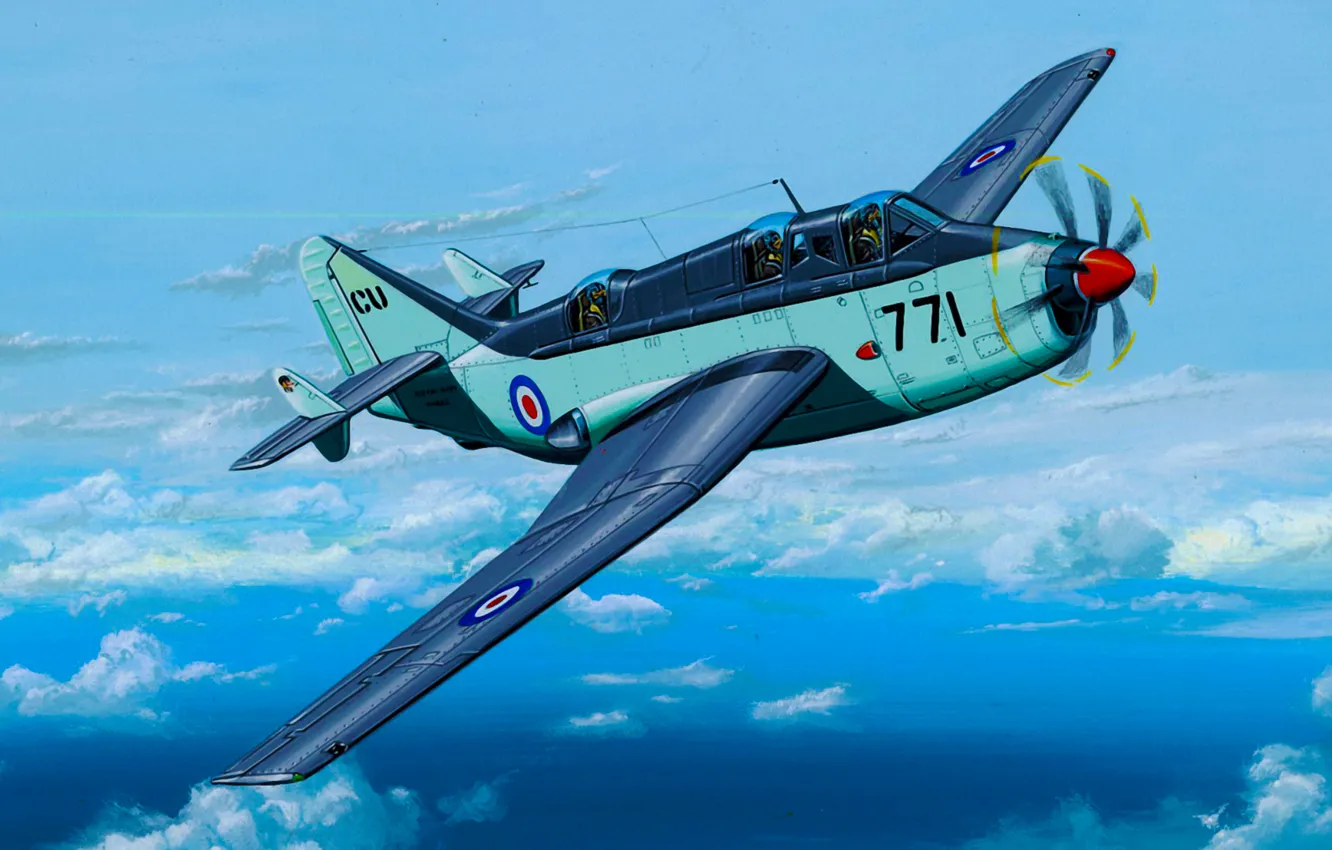 Фото обои art, airplane, painting, aviation, Fairey Gannet