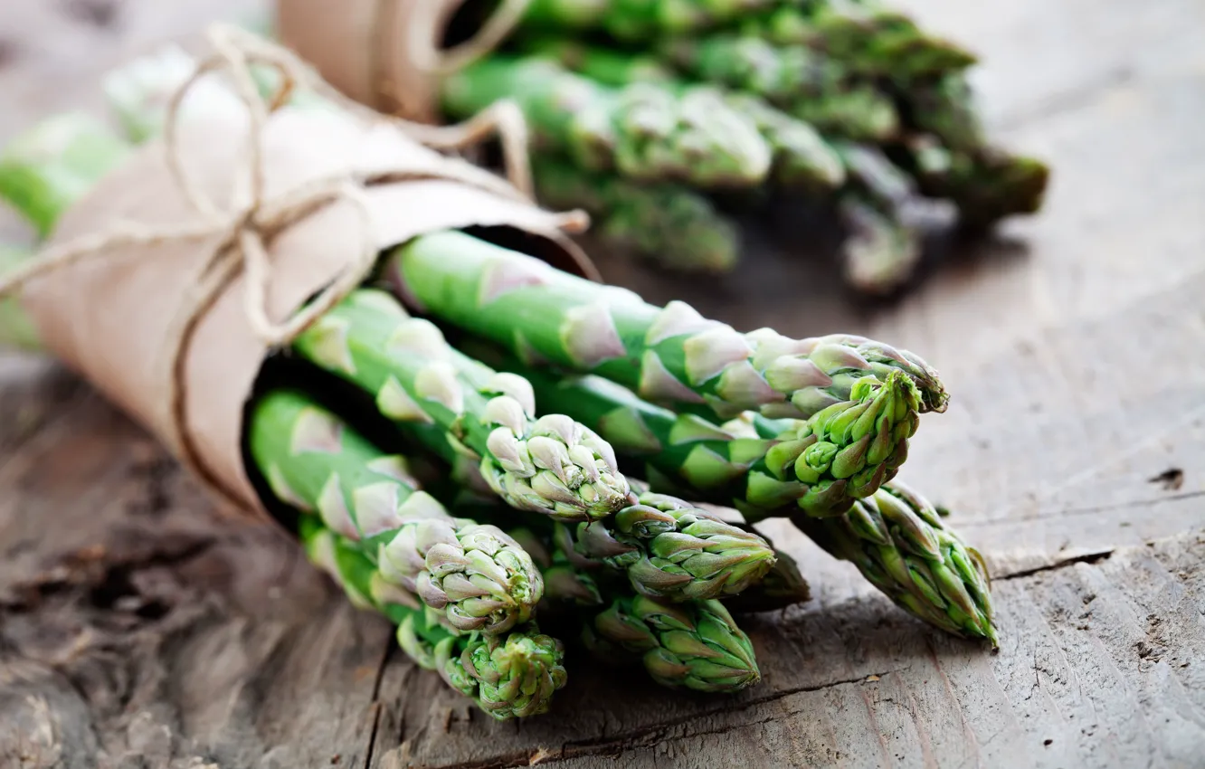 Фото обои green, vegetables, tied, asparagus