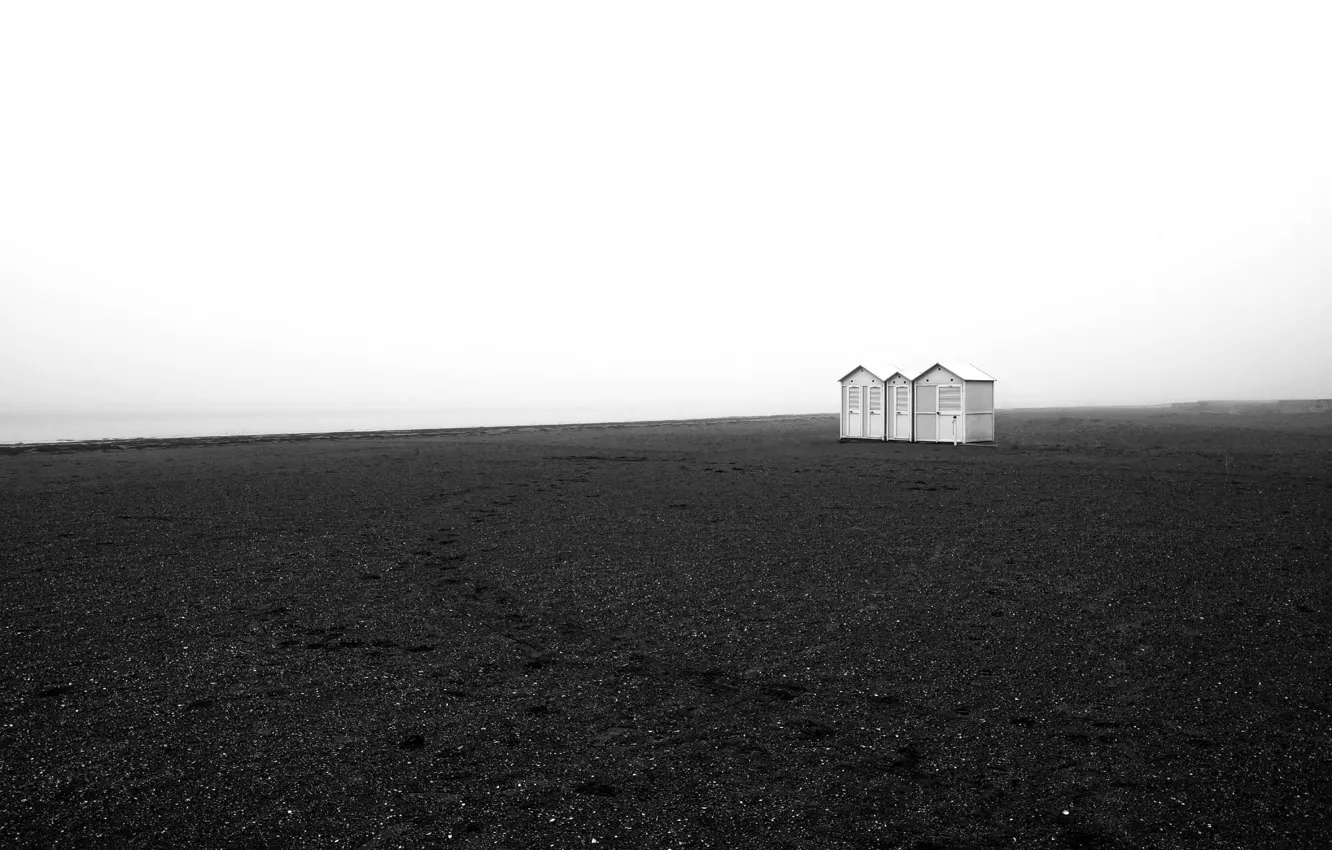 Фото обои beach, foggy, hut