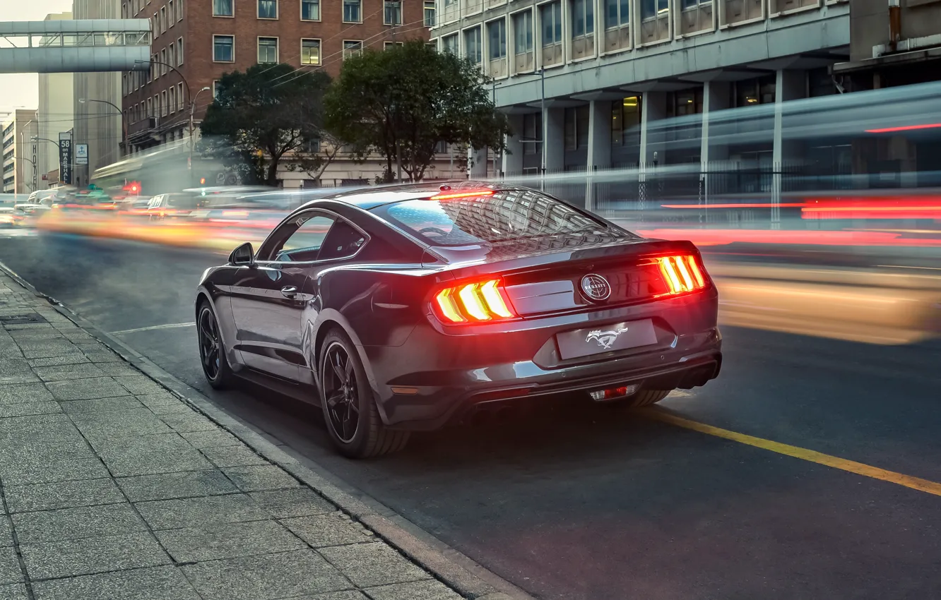 Фото обои фары, Mustang, Ford, вид сзади, Bullitt, 2019