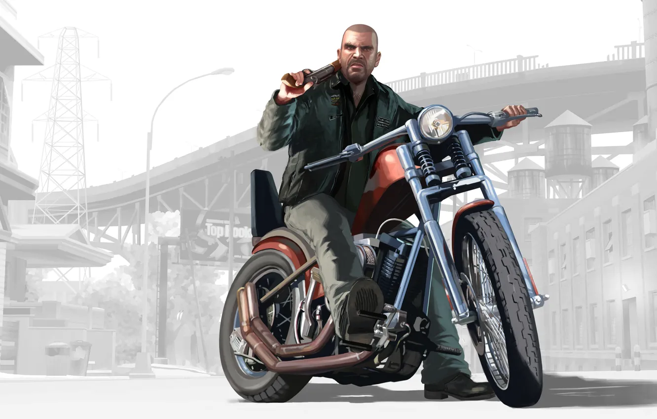 Фото обои игра, мотоцикл, GTA