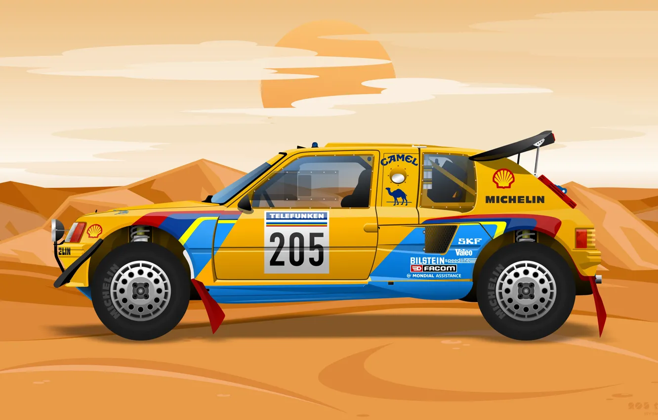 Фото обои peugeot, race car, group b, Rally Dakar, t16