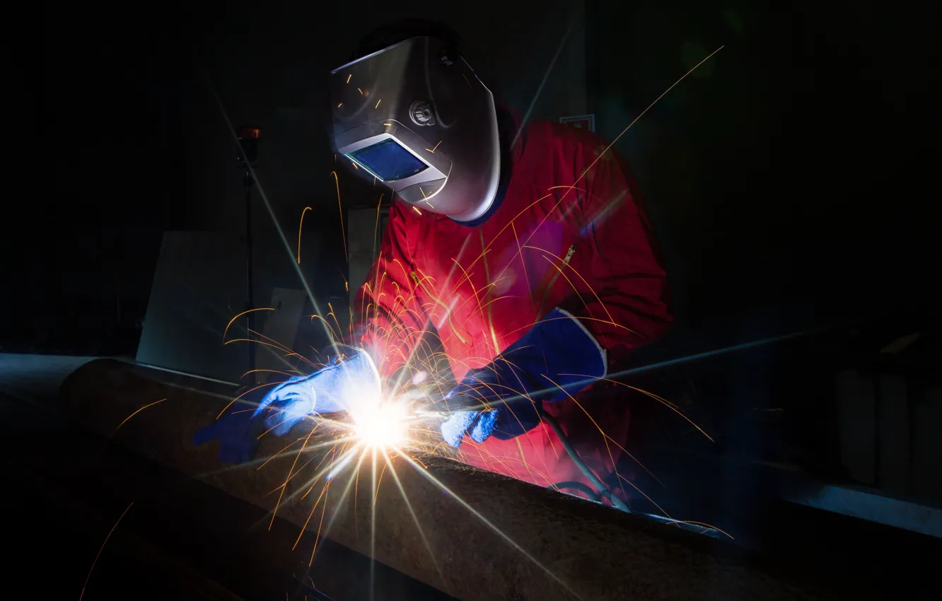 Фото обои sparks, welding, worker
