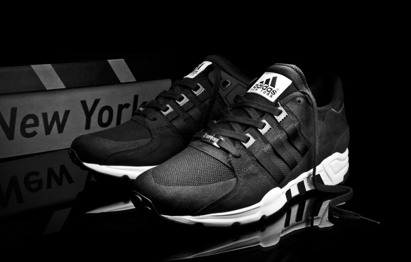 Фото обои белый, Адидас, Adidas, New York, черно, EQT support