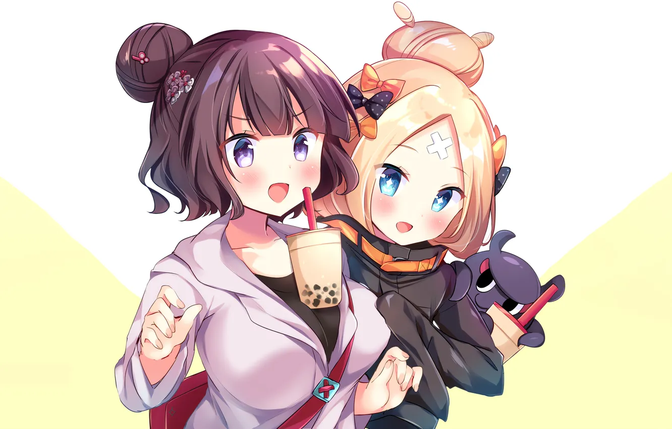 Фото обои girls, boobs, anime, blue eyes, beautiful, short hair, purple eyes, pretty