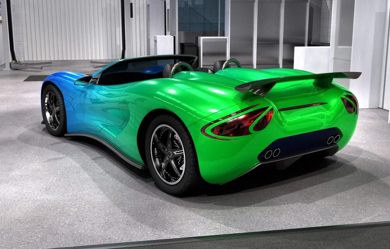 Фото обои машина, зеленый цвет, Ronn Scorpion