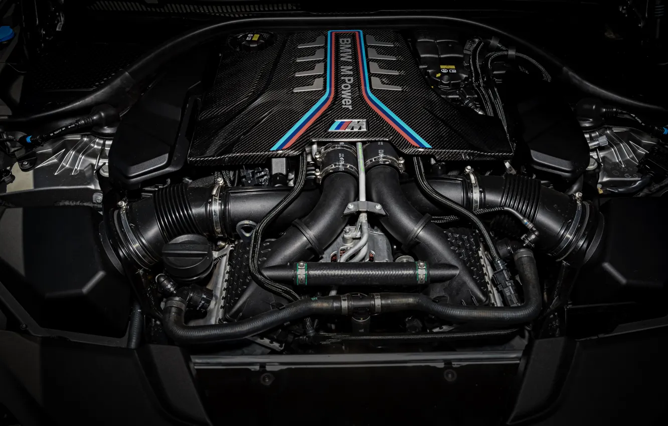 Фото обои двигатель, BMW, мотор, 2018, Biturbo, 625 л.с., M5, V8