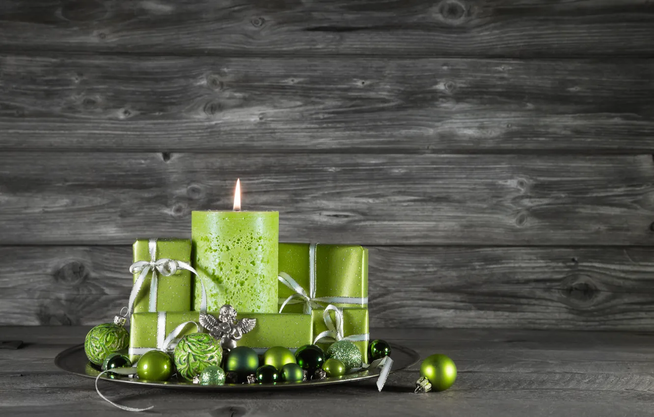 Фото обои Новый Год, Рождество, Christmas, wood, snow, candles, decoration, gifts