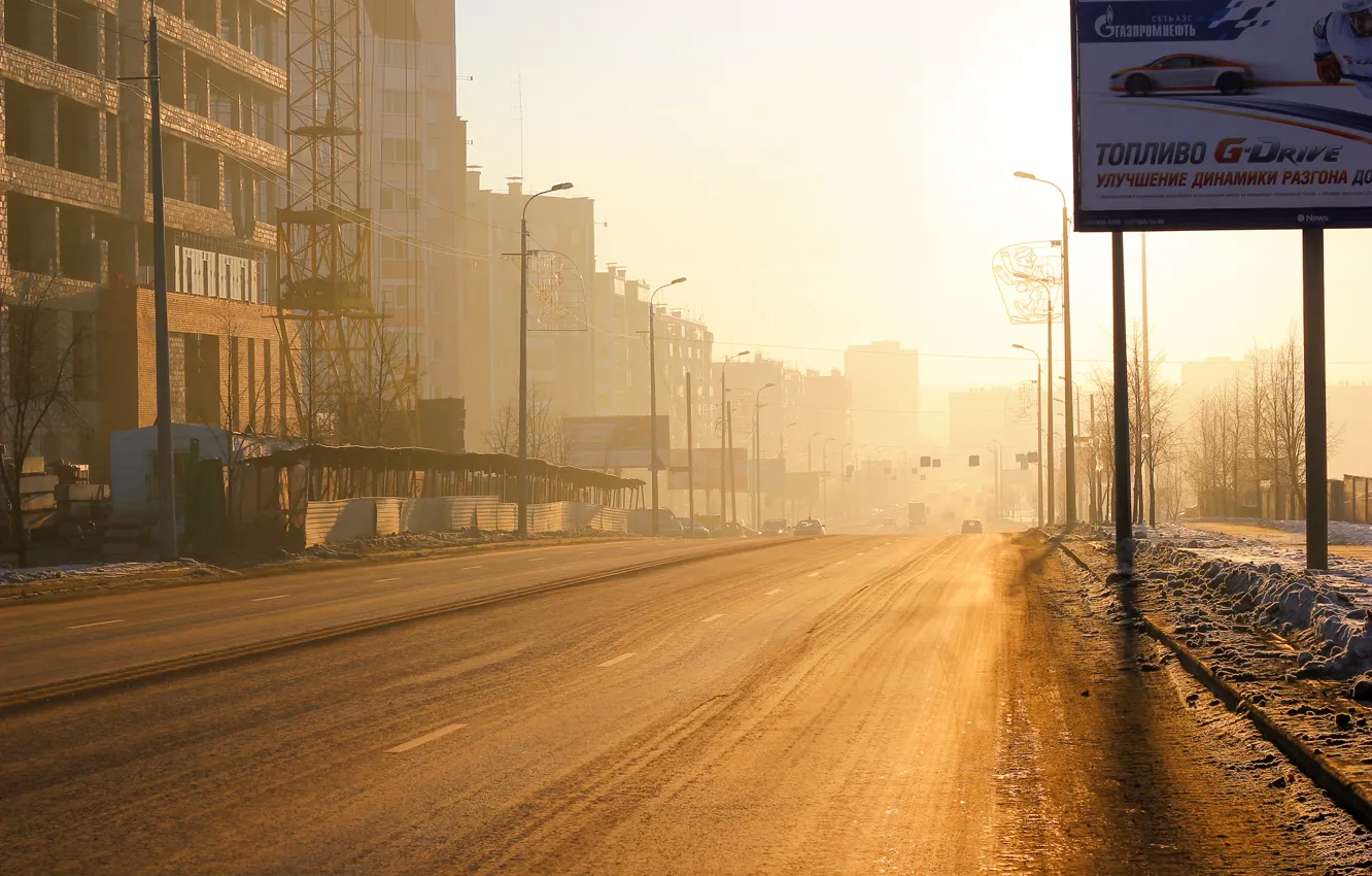 Фото обои рассвет, утро, Челябинск
