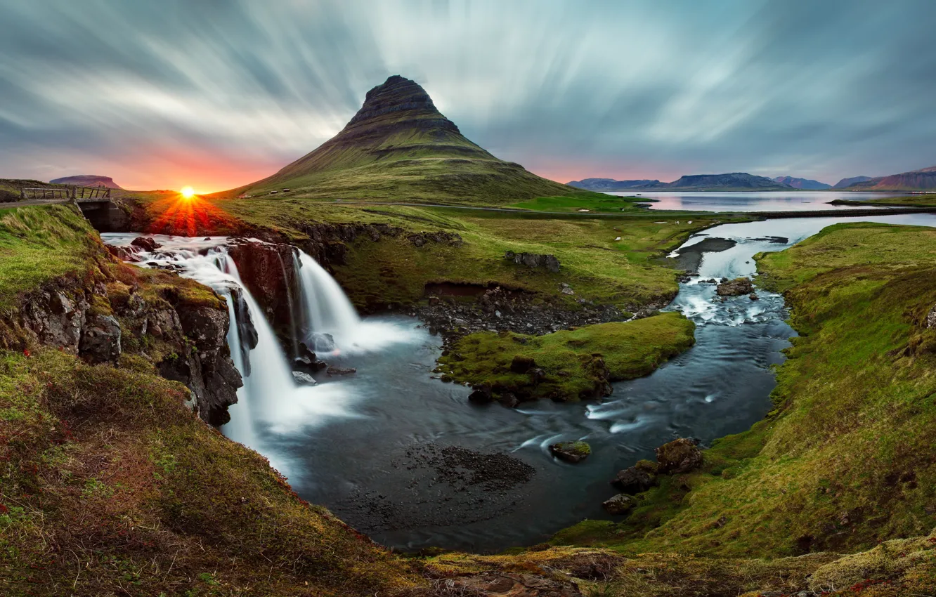 Фото обои гора, панорама, Исландия, Iceland, Kirkjufell