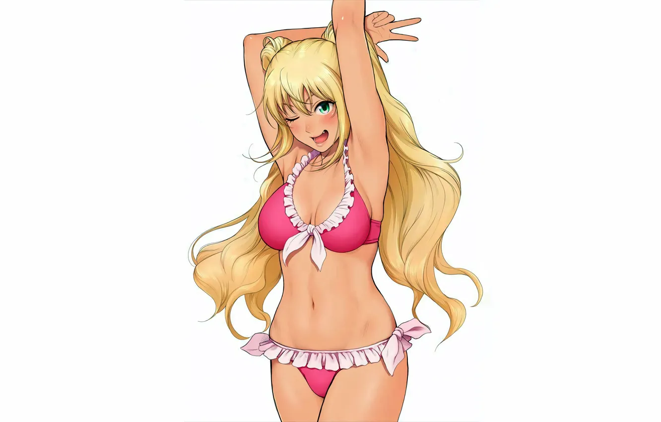 Фото обои girl, sexy, cleavage, long hair, boobs, anime, beautiful, pretty