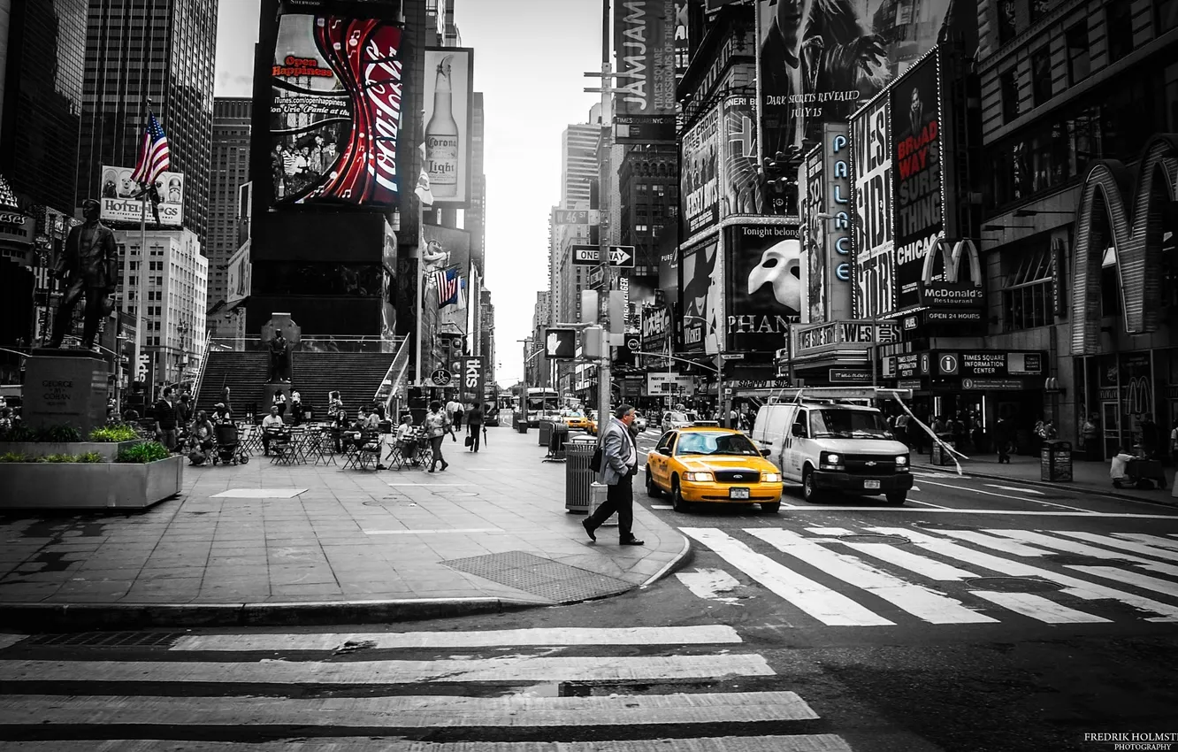 Фото обои Manhattan, Times Square, New york, Taxi