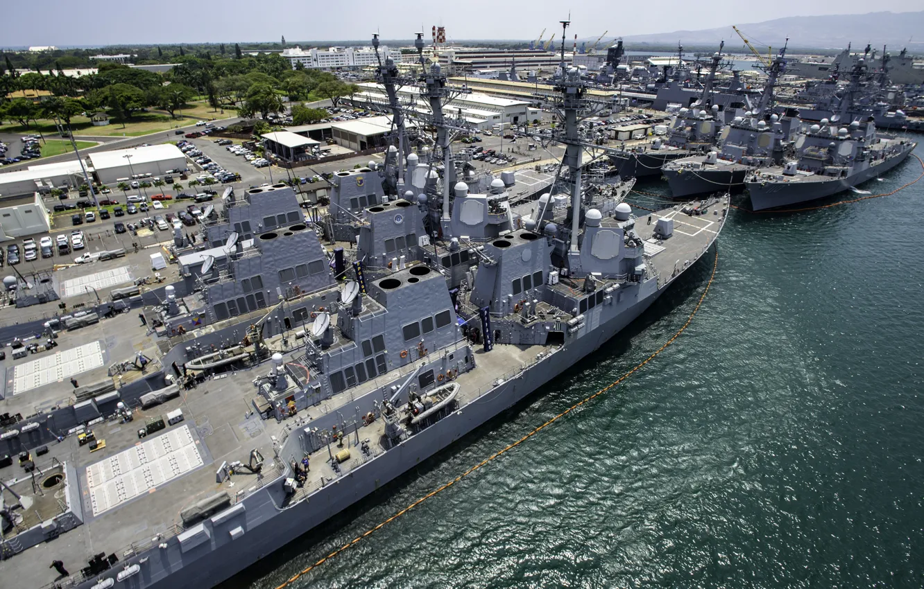 Фото обои база, боевые корабли, военно-морская, эсминцы