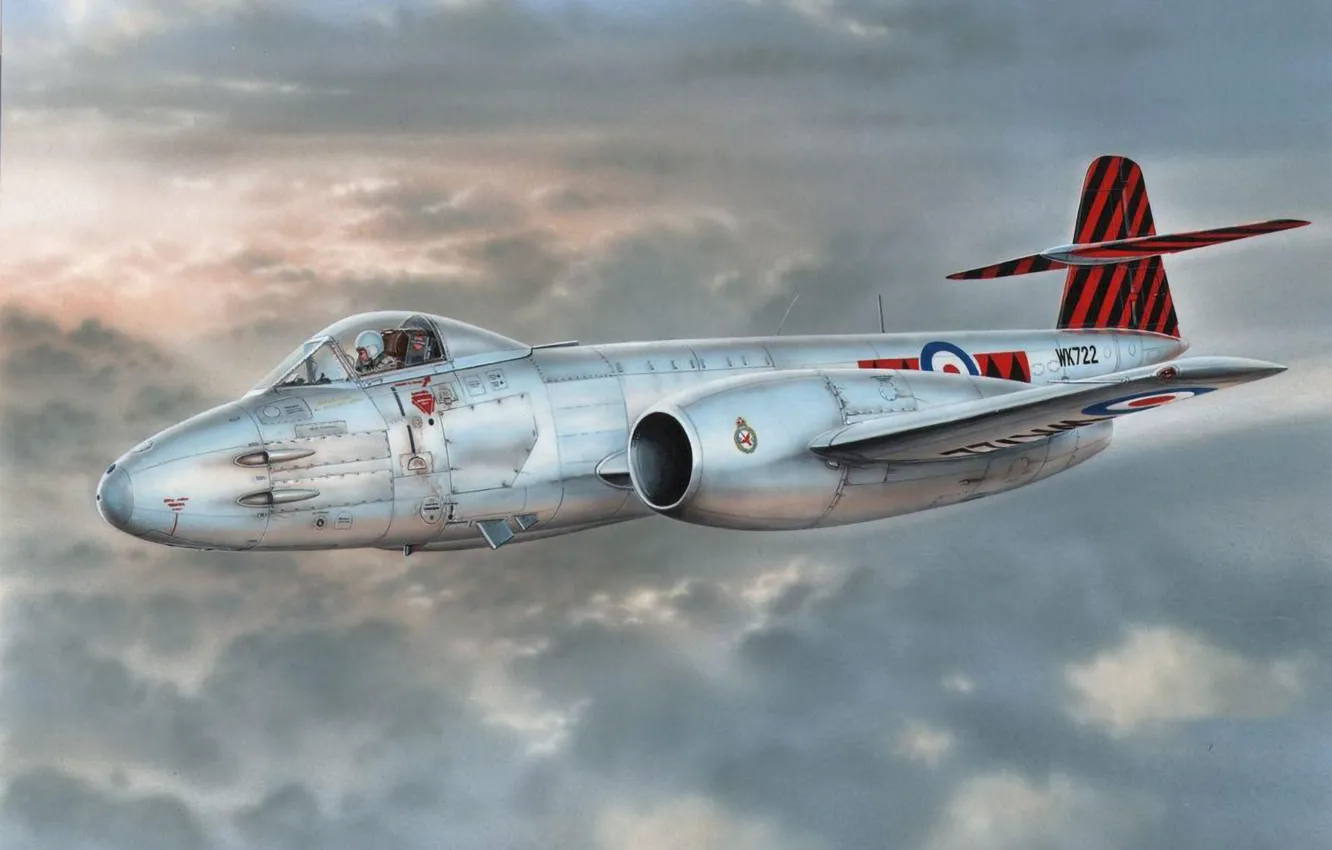 Фото обои art, airplane, jet, aviation art, gloster meteor