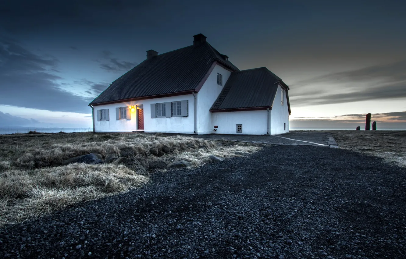 Фото обои пейзаж, дом, Iceland, Seltjarnarnes, Gullbringusysla