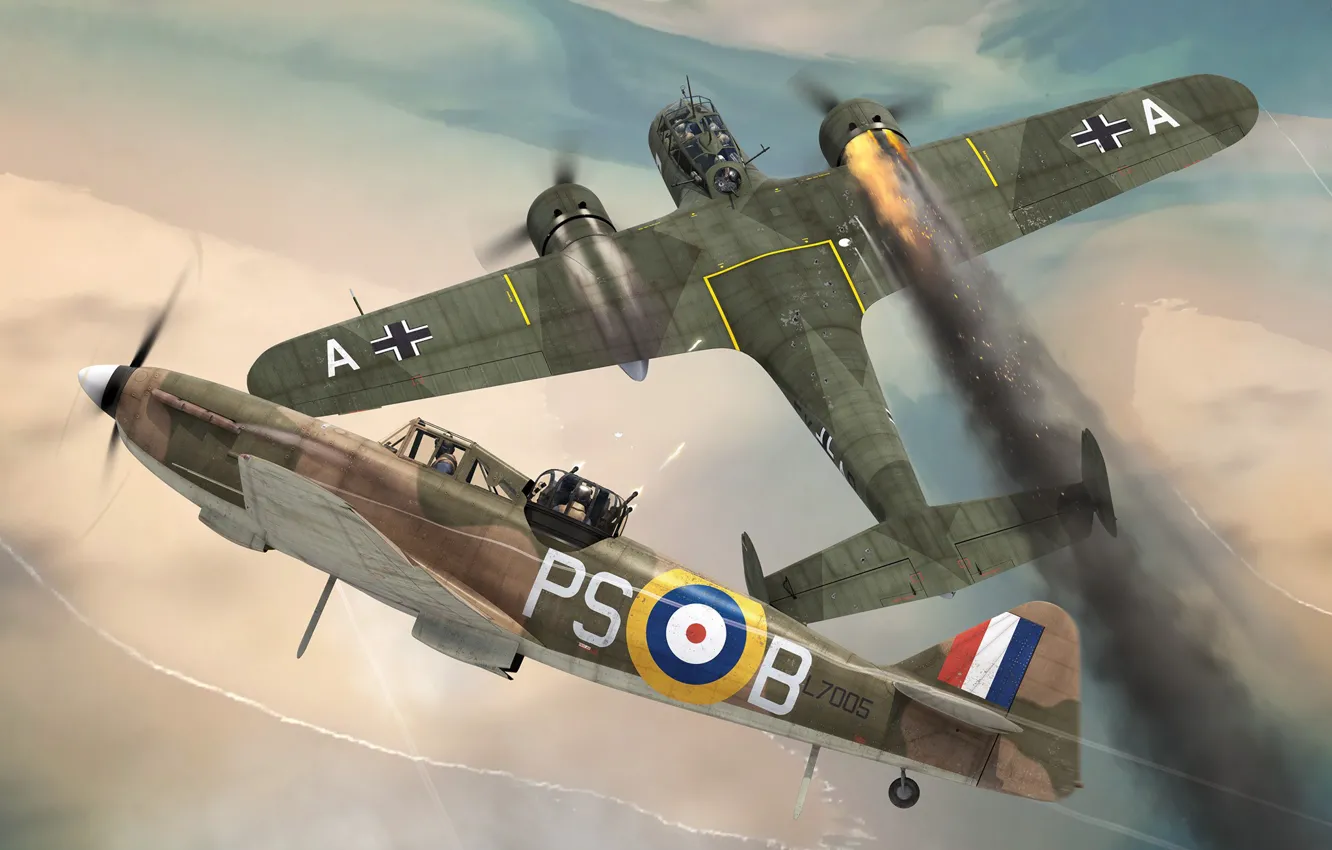Фото обои RAF, Люфтваффе, Bolton Paul Defiant Mk.I, Средний бомбардировщик, Dornier Do 17