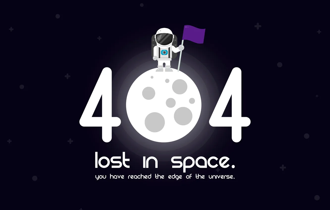 Фото обои Moon, Illustration, Technology, Astronaut, Lost in Space, Dark background, Dark purple, 404 Error