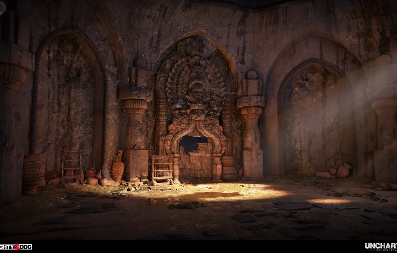 Фото обои луч, помещение, Uncharted The Lost Legacy, Abandoned Rituals