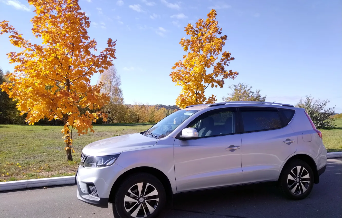 Фото обои осень, Внедорожник, кроссовер, Geely