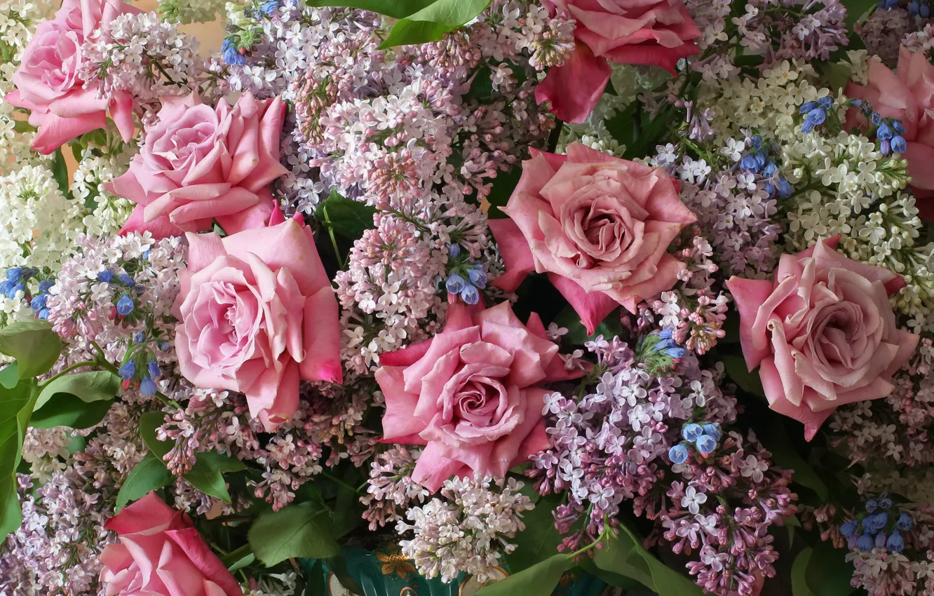 Фото обои розы, букет, сирень, Андрей Морозов