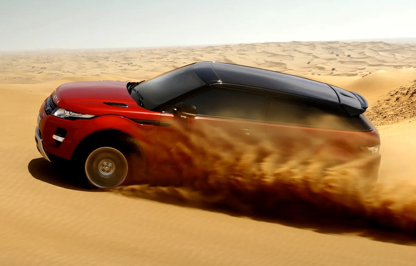 Фото обои песок, небо, красный, пустыня, купе, Land Rover, Range Rover, Coupe