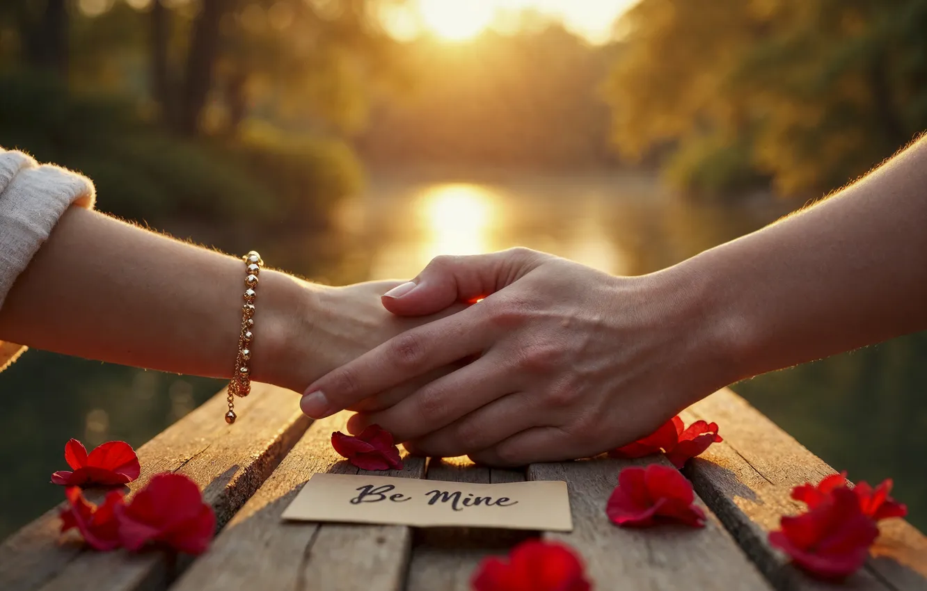 Фото обои любовь, романтика, сердце, розы, руки, love, happy, День святого Валентина