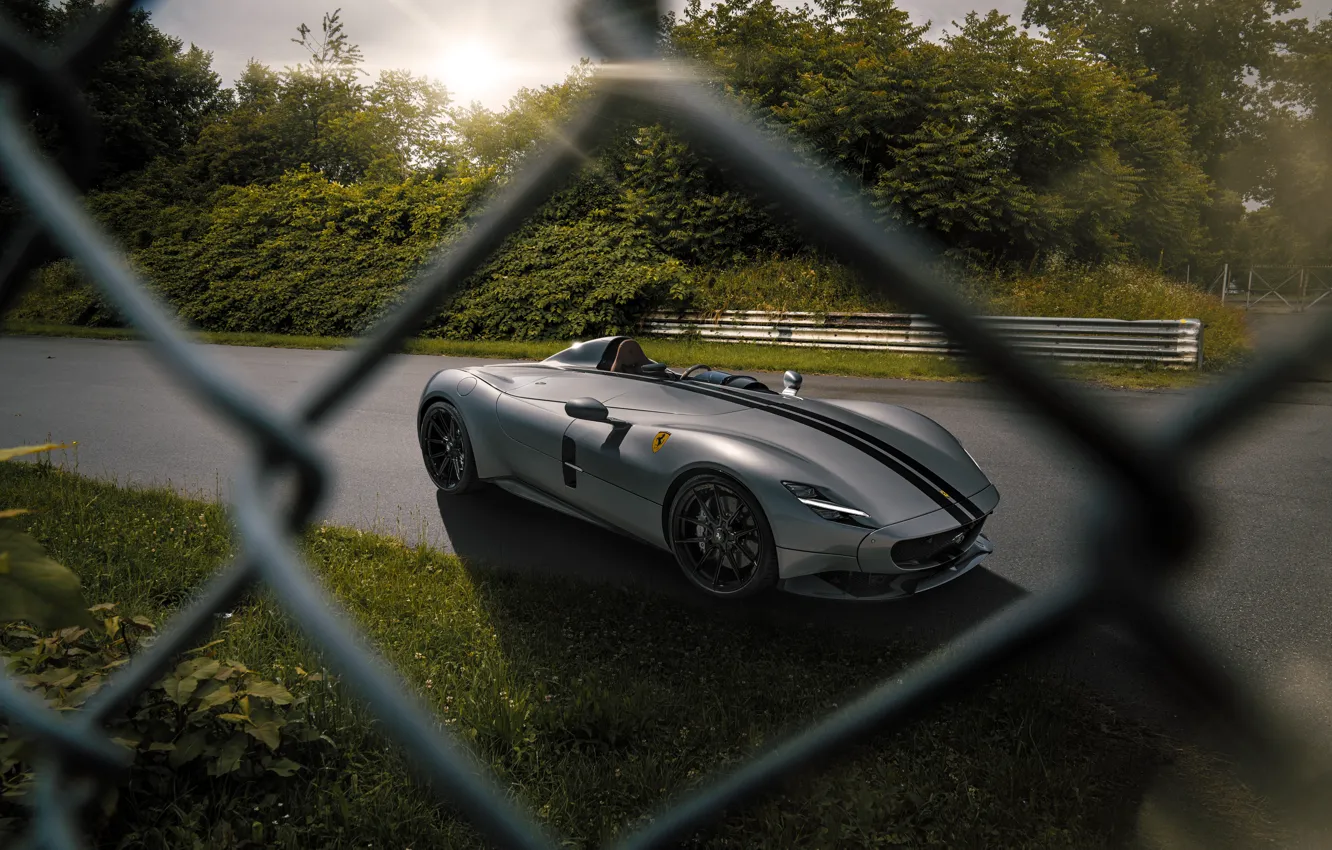 Фото обои Ferrari, Front, Grey, Side, Road, Novitec, 2020, Ferrari Monza SP1