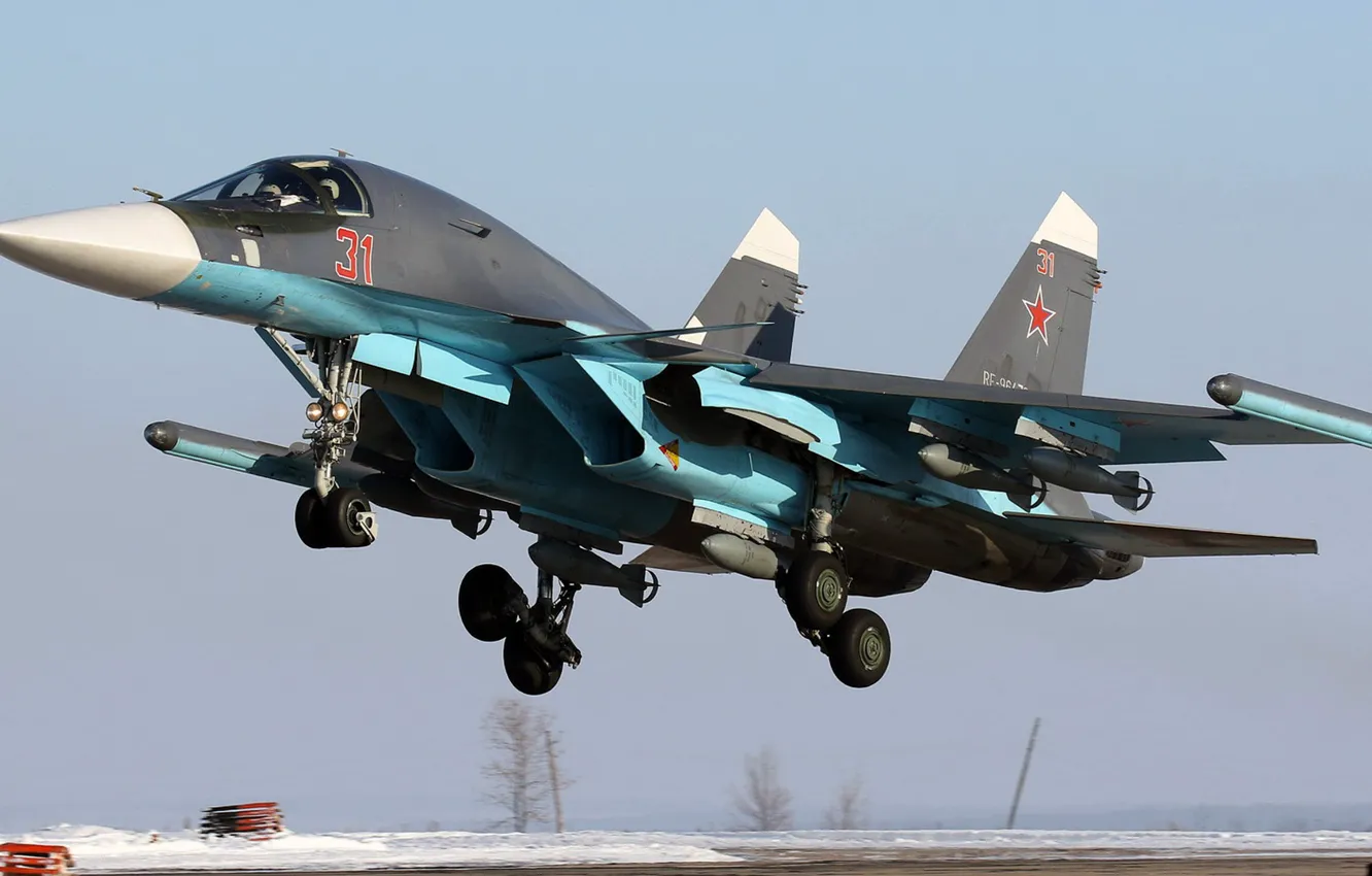 Фото обои Fullback, Су-34, ОКБ Сухого, российский многофункциональный истребитель-бомбард