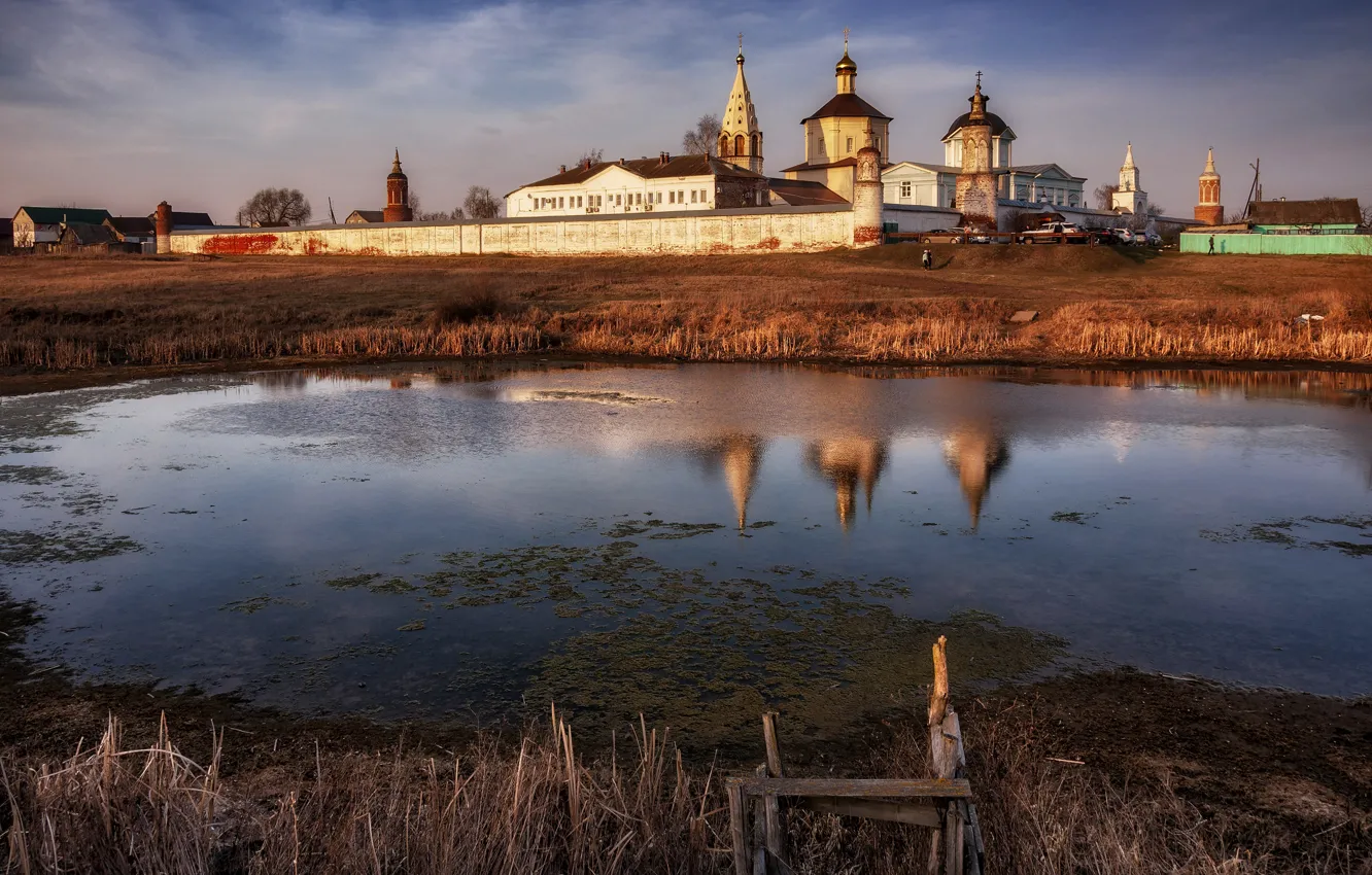 Фото обои вода, пейзаж, закат, природа, весна, монастырь, Коломна, Павел Ныриков