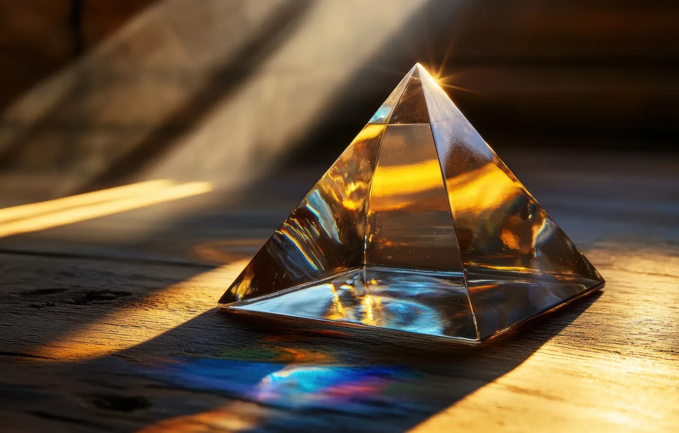 Фото обои glass, pyramid, Refraction, AI art
