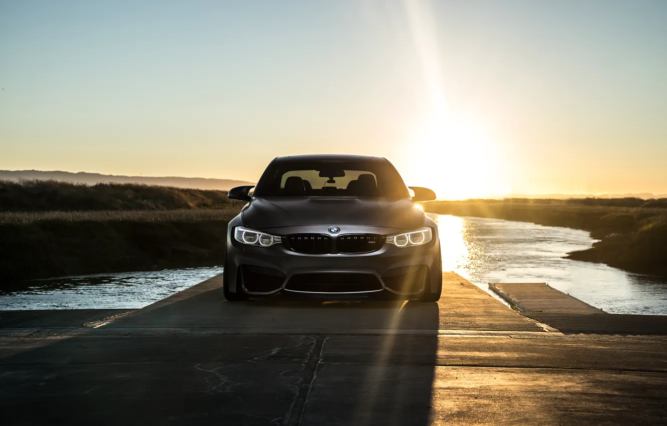 Фото обои BMW, Sky, Carbon, Front, Black, Sun, Water, Matte