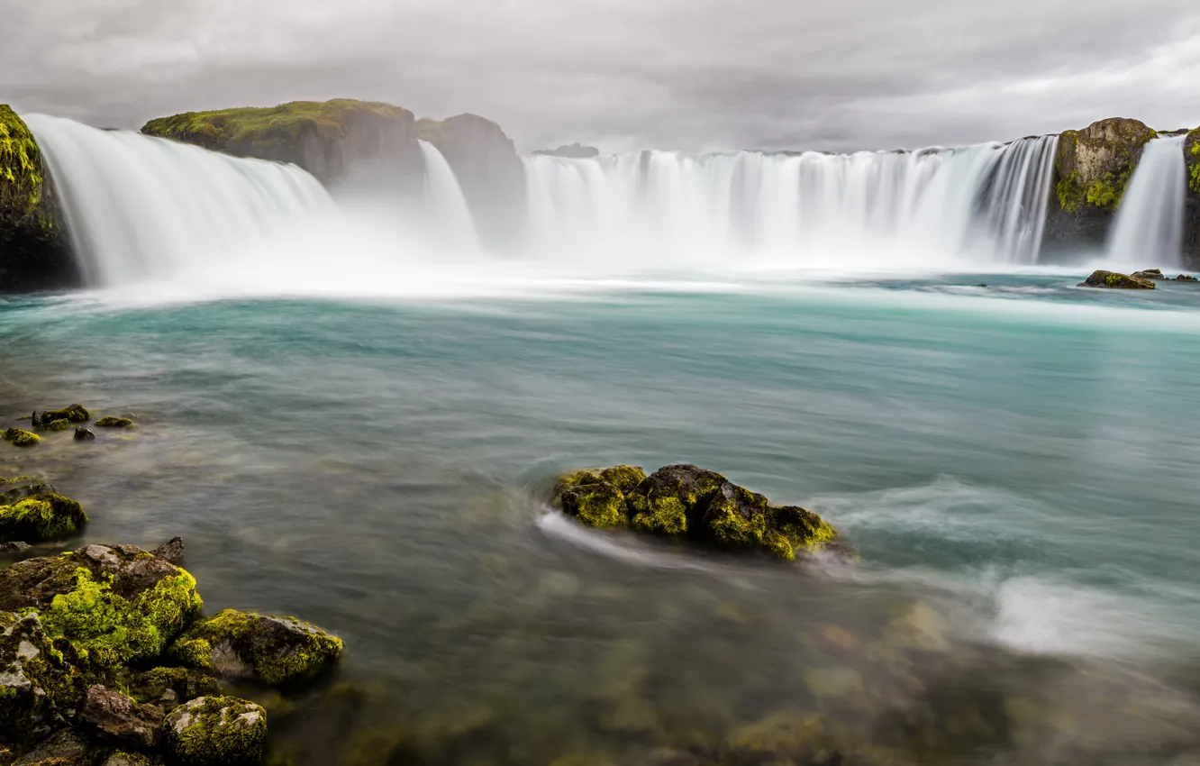 Фото обои пейзаж, водопад, Исландия, Годафосс
