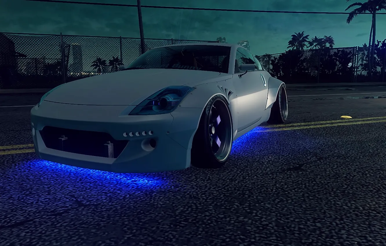 Фото обои Nissan, white, NFS, Need for Speed, 350Z, Heat, Rocket Bunny