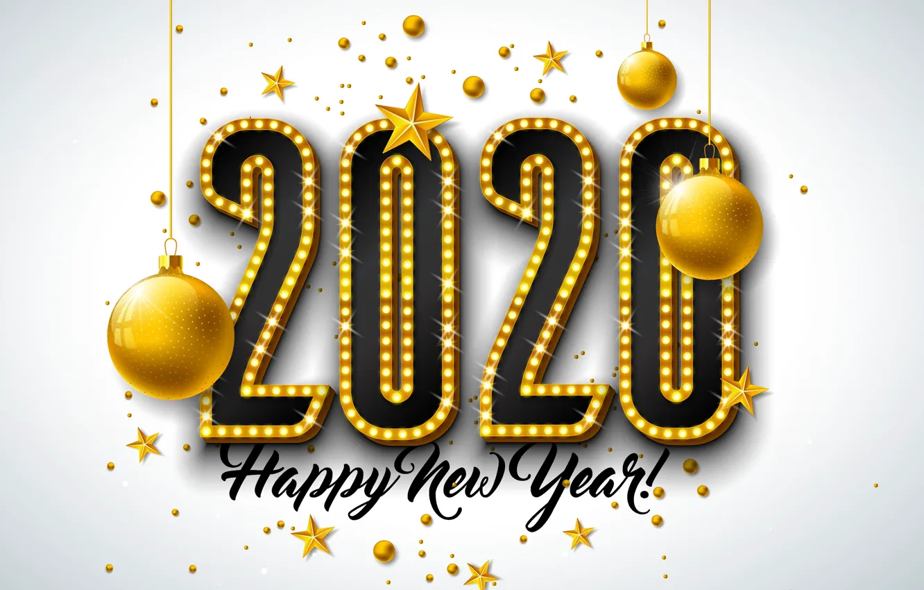 Фото обои звезды, украшения, шары, Новый год, New Year, декор, 2020