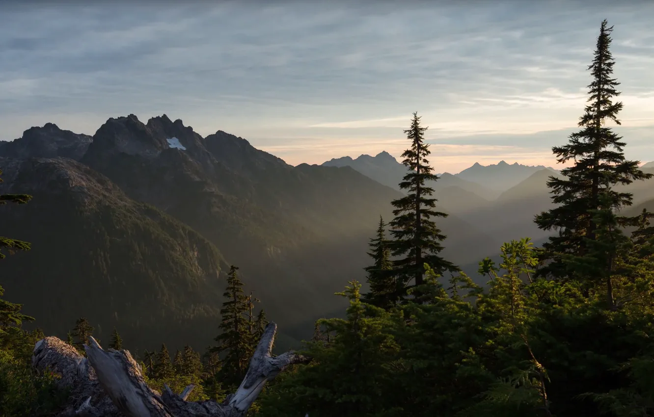 Фото обои небо, облака, деревья, горы, природа, скалы, Канада, Британская Колумбия