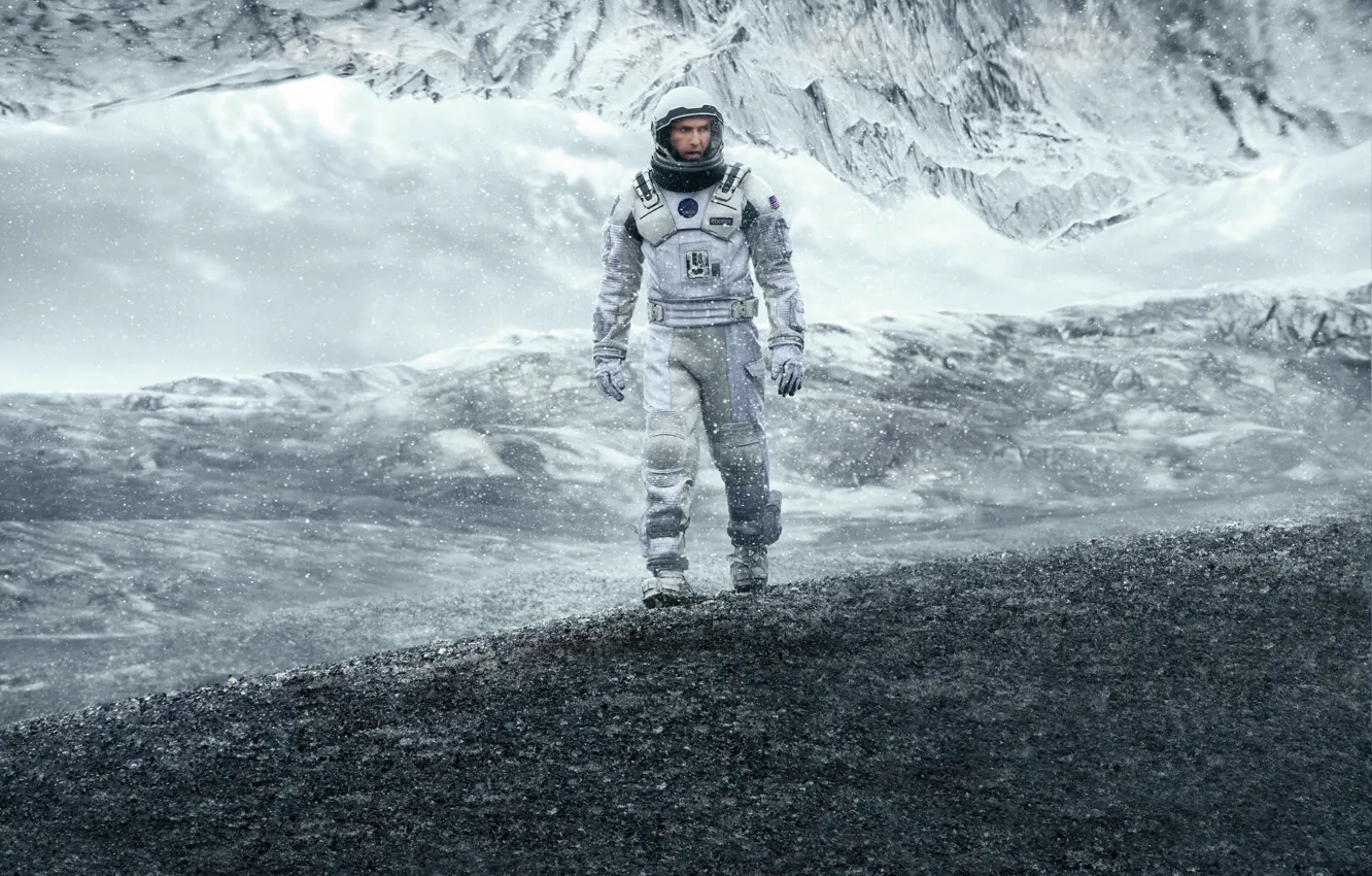 Фото обои Cooper, NASA, Winter, Legendary Pictures, Planet, Snow, Grey, Year
