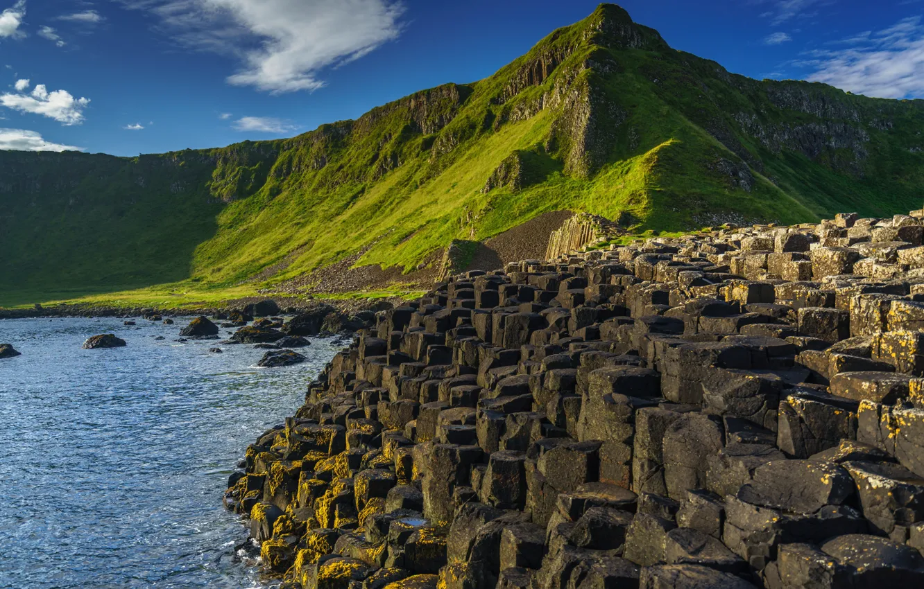 Фото обои горы, камни, побережье, Северная Ирландия, Giant's Causeway
