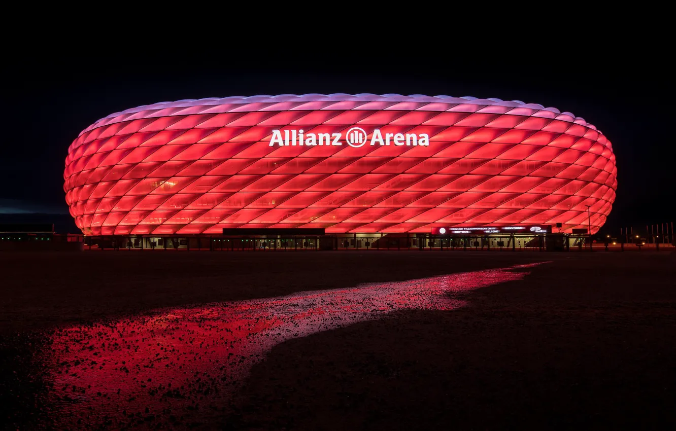 Фото обои Германия, Мюнхен, подсветка, стадион, Альянц Арена