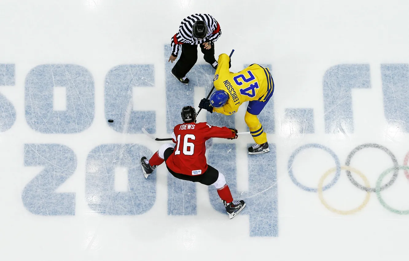Фото обои игра, лёд, Канада, Россия, Швеция, шайба, Хоккей, судья