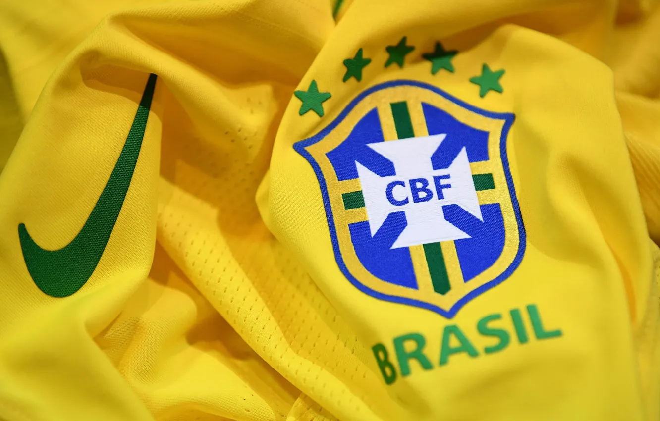 Фото обои wallpaper, sport, logo, Nike, football, Brasil, t-shirt, National team