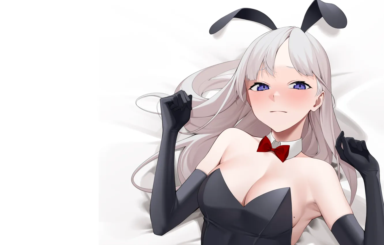 Фото обои girl, sexy, cleavage, long hair, boobs, anime, beautiful, purple eyes