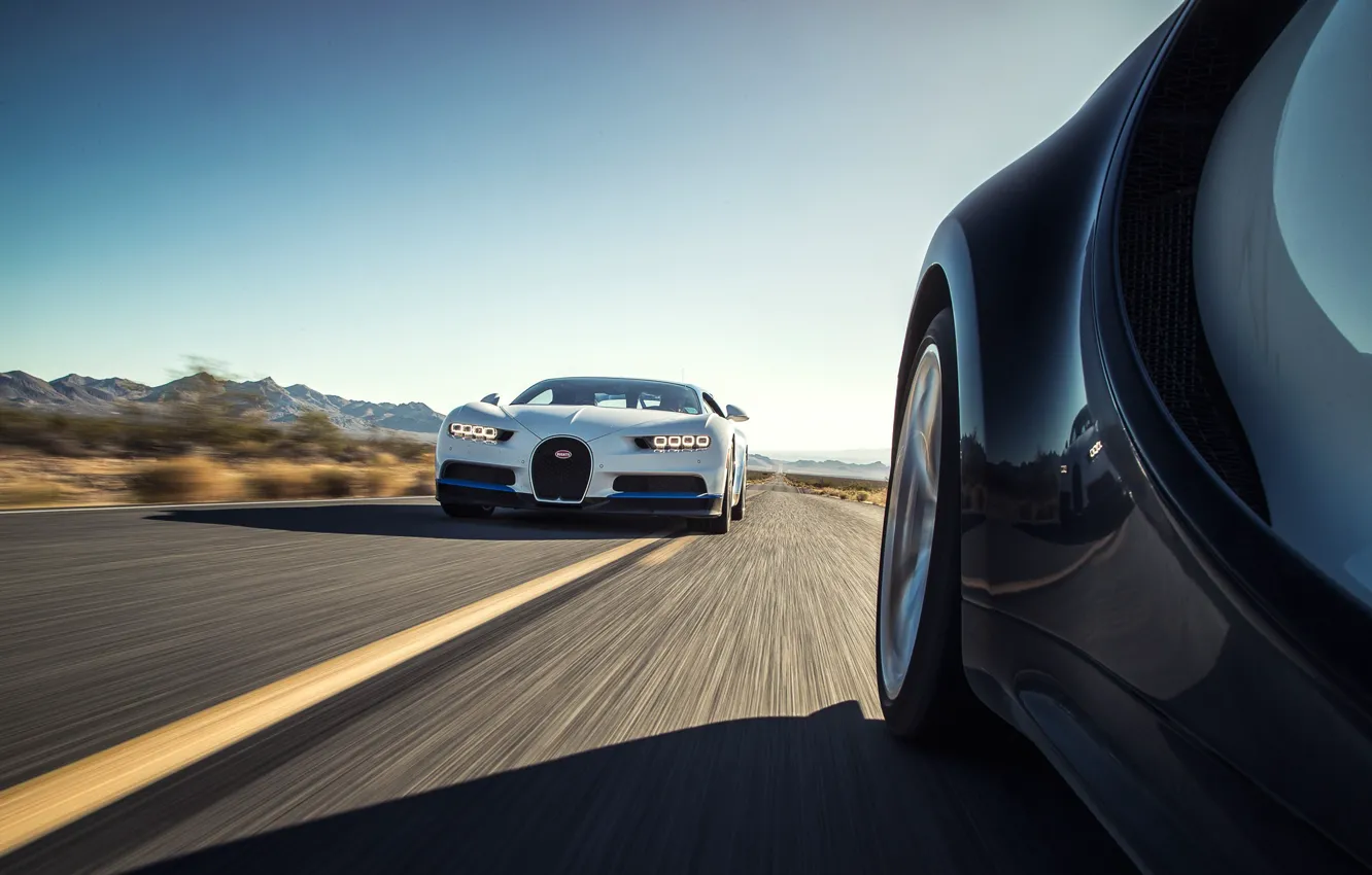 Фото обои car, Bugatti, supercar, desert, race, speed, sand, asphalt
