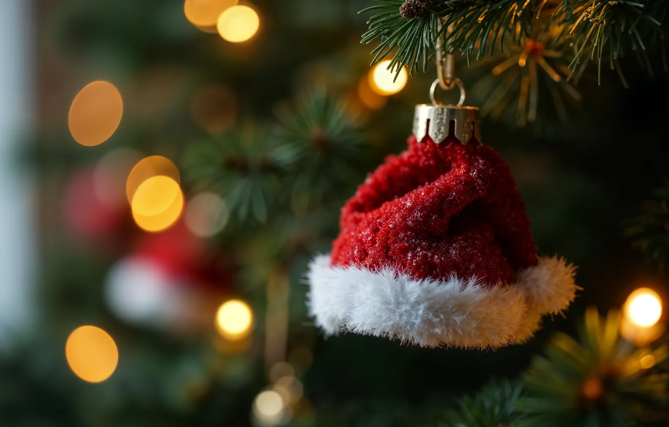 Фото обои украшения, игрушка, елка, Рождество, Новый год, Christmas, tree, bokeh