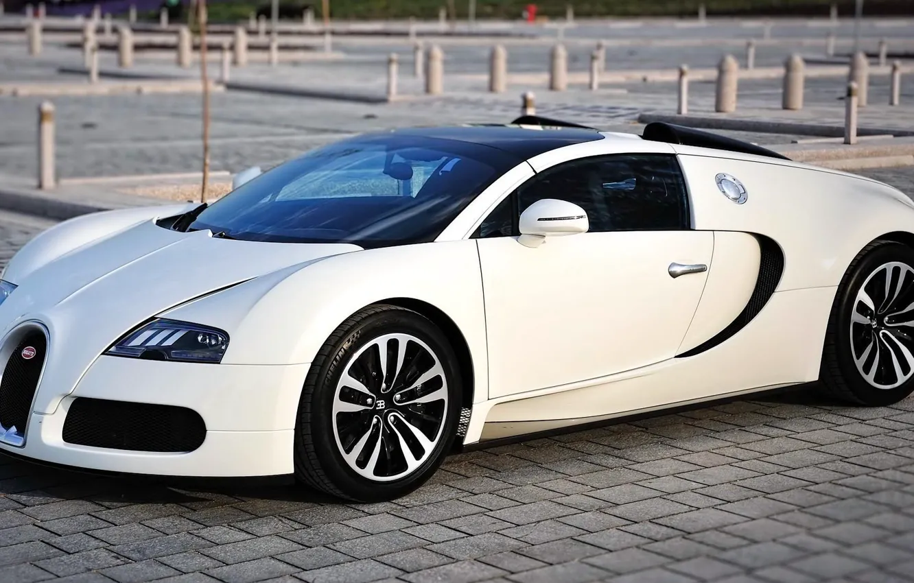 Фото обои белый, Bugatti, Veyron, бугатти